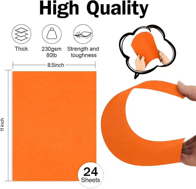 Goefun Orange Cardstock Paper 8.5 x 11 80lb Card Stock, 24 Sheets Orange Construction Paper for Halloween Card Making, Invitations, Menus, DIY Cards - Image 2